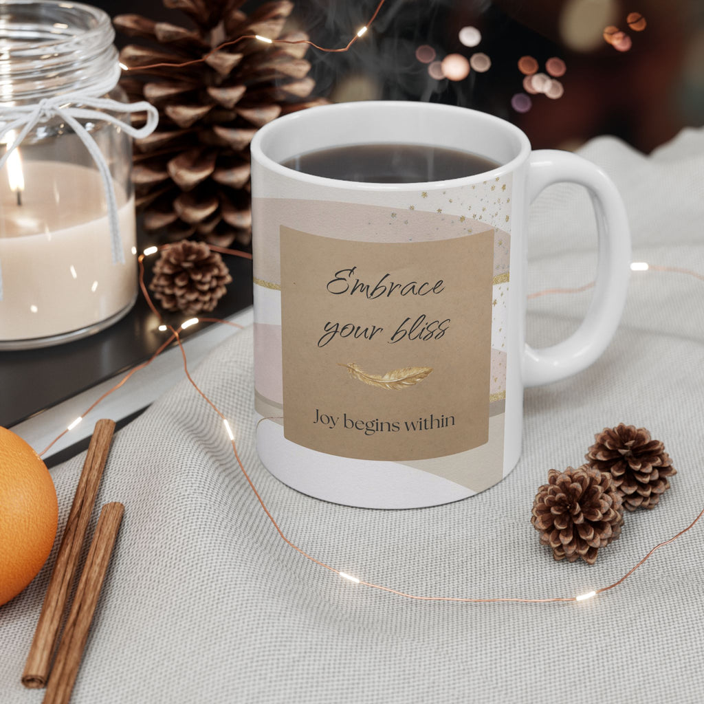 "Embrace Your Bliss" Beige Ceramic Mug