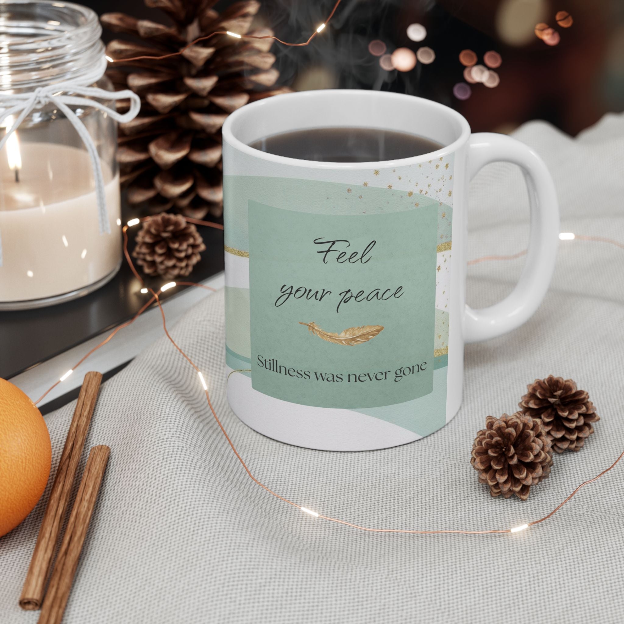 "Feel Your Peace" Mint Ceramic Mug