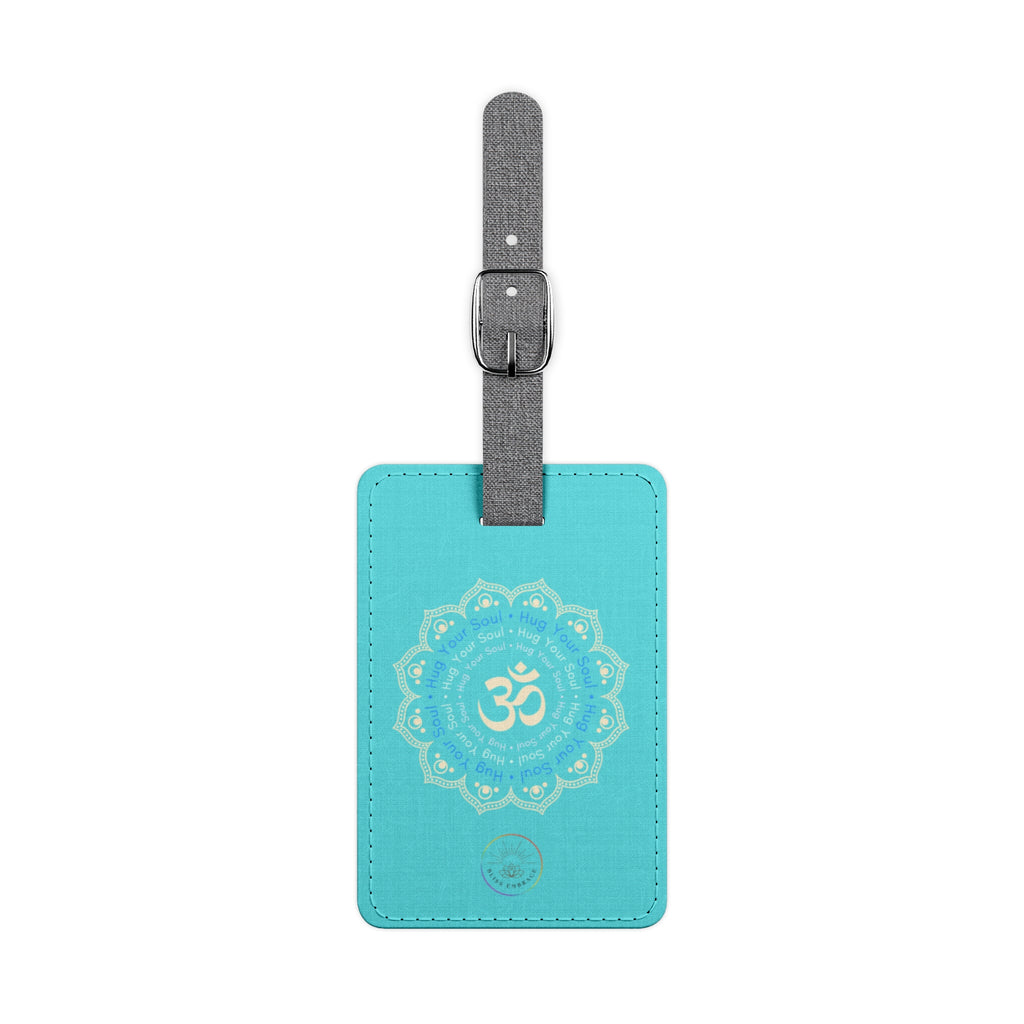 "Hug Your Soul" Aqua Om Mandala Luggage Tag
